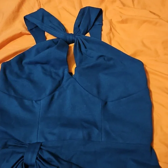 Vixen by Micheline Pitt Teal Goldern Era Dress. - Picture 8 of 15